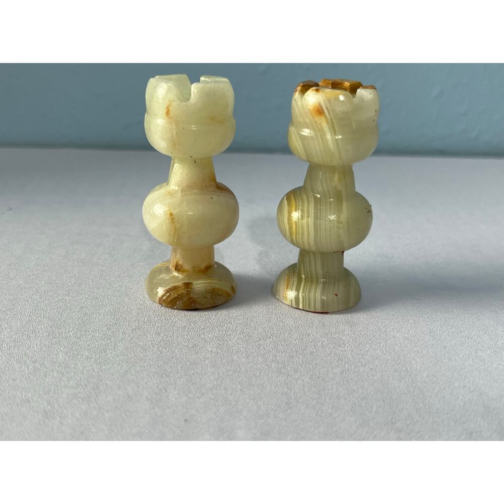 VTG Banded Onyx Marble Stone Chess Rook Pieces Lot of 2 Replacement